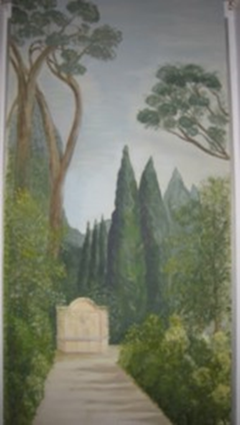 Store de porte-fenêtre peint sur toile (2,50 X 1,00)